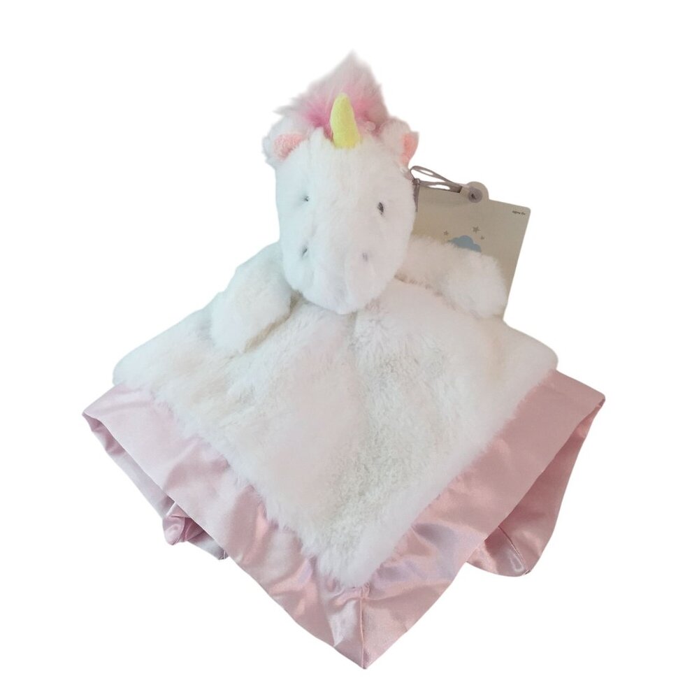 Cloud Island White Unicorn Lovey Pink Satin Trim Security‎ Blanket w/Tags 2023